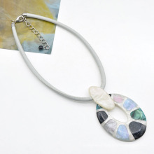 Custom colorful acrylic inlaid structure girl jewelry oval shape shiny trendy cute necklace